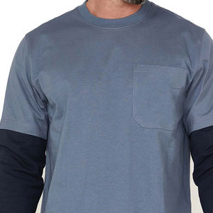 T-shirt en coton double couche pour homme avec design à longueur régulière |   Style streetwear décontracté |   Logo personnalisé |   Fournisseur en gros OEM - Product Image 3