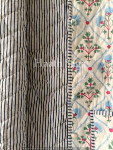 Hand Block Print Cotton Quilted Kantha Jacket: Reversible <b>Boho</b> Coat - Product Image 6