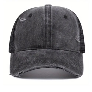 Gorra Trucker Unisex de Algodón Lavado Resistente, 6 Paneles, Malla Trasera, Estilo Vintage Desgastado, Ajustable, para Exteriores, Streetwear, Personalizable - Product Image 3