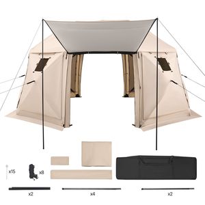 Gazebo Pop-up 15 x 15 piedi con Zanzariera, Montaggio Rapido, Tetto Rimovibile, Design Sferico a 13 Lati, Tenda da Campeggio con Borsa per il Trasporto, Riparo Solare - Product Image 1