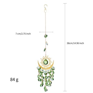 Attrape-soleil en cristal vert Soleil et Lune, décoration suspendue idéale pour fenêtre, balcon et aménagement esthétique de la maison, vente en gros depuis l'Inde - Product Image 5