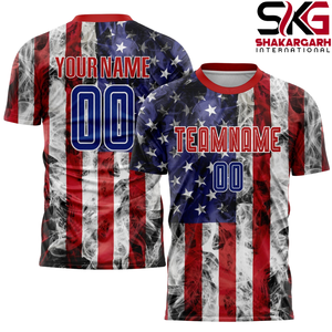 Conjunto de Uniforme de Fútbol Personalizado con Bandera Americana, Secado Rápido, Manga Corta, Impresión de Nombre y Número del Equipo - Product Image 2