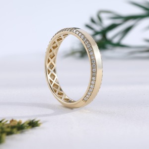 Luxury Diamond Accent Eternity Wedding Band <b>Ring</b> in Gold Minimalist Stackable Fine Jewelry for <b>Men</b> - Product Image 1