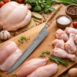 Couteau à sushi Kurosaki Yanagiba fait main, texture Damas et manche en bois massif, lame en acier, couteau professionnel japonais pour sashimi - Product Image 2