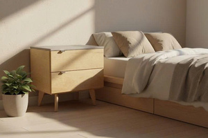 Midcentury Modern <b>Wood</b> <b>Chest</b> Of Drawers With Tapered Legs And Dark Top - Product Image 4