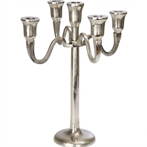 Elegant 5-Arm Metal Candelabra <b>Silver</b> <b>Candlestick</b> Holder Tabletop Candle Stand For Wedding Table Centerpiece And Home Dinner - Product Image 6