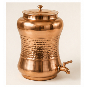 Distributeur d'eau moderne en cuivre pur Matka, design antique martelé à la main, réservoir de stockage d'eau ayurvédique avec robinet en laiton anti-fuite - Product Image 5