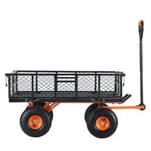 Carrello da Giardino in Metallo Robusto, Versatile Carrello Ribaltabile a Doppia Funzione con Montaggio Semplice, Carriola e Carrello a 4 Ruote - Product Image 2