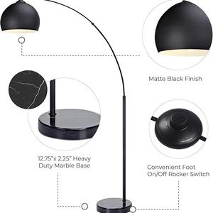 Lampe sur pied contemporaine avec abat-jour en tissu et interrupteur au pied pour chambre à coucher - Product Image 5