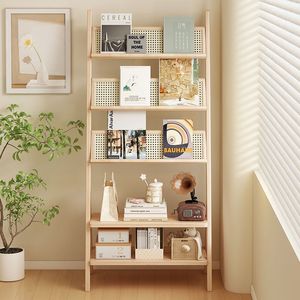Leaning Ladder <b>Bookshelf</b> Modern Multi-Tier <b>Open</b> Shelves Space-Saving Display Storage Organizer Apartment Living Room Bedroom - Product Image 3