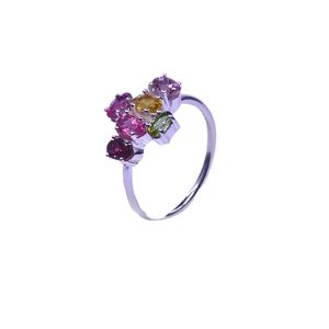 Wedding Wear <b>925</b> Sterling <b>Silver</b> Multi Tourmaline Gemstone <b>Silver</b> Plated Jewelry Women Wear Classic <b>Ring</b> - Product Image 1