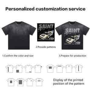 Nueva Camiseta de Moda, 100% Algodón, Estilo Vintage Holgado, Impresión de Logotipo Personalizada, Camiseta Retro para Hombre, 250gsm, Estilo Desgastado, Talla Grande - Product Image 4