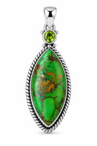 Pendentif en cuivre vert, turquoise et argent, style bohème occidental, bijou fantaisie en pierres précieuses pour femme, vente en gros - Product Image 5