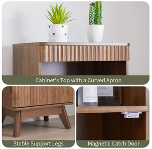 Armoire de rangement de salle de bain en bois avec 5 étagères et une porte, design moderne du milieu du siècle, organisateur gain de place pour salles de bain et hôtels - Product Image 5