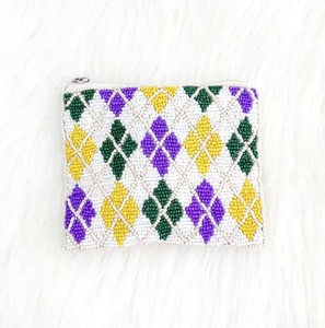 Export Quality Colorful Mardi Gras-Inspired Bead Design in Purple <b>Green</b> and Gold Decorative Tassel Accent for a Festival <b>Purses</b> - Product Image 3