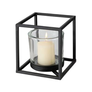 4 porte-bougies en fer fini noir mat avec revêtement en poudre pour éclairage intérieur, pour offrir en cadeau, pour la décoration - Product Image 3