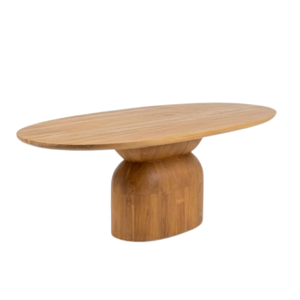 Mesa de Comedor Ovalada Moderna con Base de Madera, Muebles Minimalistas para Hogar, Cafetería, Villa - Product Image 3