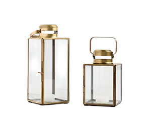 Vente en gros de lanternes portables écologiques de qualité supérieure en métal et verre avec finition dorée pour l'extérieur - Product Image 4