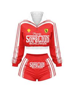 2026 Women's 2-Piece Street Sportswear Set Full-Sleeve T-Shirt and <b>Knee</b>-Length Shorts Breathable Non-Pilling - Product Image 3