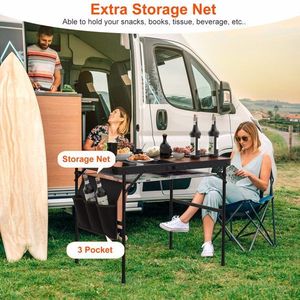 Tavolo da campeggio pieghevole in lega di alluminio griglia da Picnic supporto 66LBS carico Max altezza regolabile BBQ tavolo 35.43x23.62x 26in all'aperto - Product Image 6