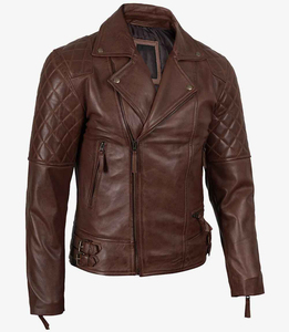 Veste bomber en cuir de vachette de haute qualité sur mesure en gros, marron vintage, coupe slim, pour homme, veste en cuir d'hiver pour homme - Product Image 4