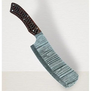 Burraq DIY OEM Custom Handmade Damascus Steel Chef Cleaver Multi-Functional <b>Twist</b> Pattern <b>Knife</b> Leather Sheath Kitchen Use - Product Image 1