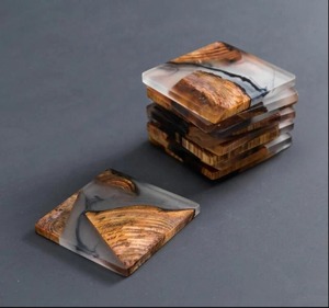 Classic Style Natural Wood & Resin Tea Cup Coaster With River Design High Quality Resin & Wood Coaster at <b>Low</b> Price - Product Image 4