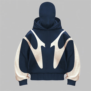 Sweat à capuche zippé intégral pour homme, style streetwear, 100% coton, hiver, imprimé lettres gothiques, molleton épais, coupe classique - Product Image 2