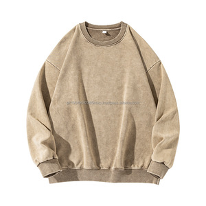 European and <b>American</b> Fashion Brand Men's <b>Hoodies</b> & Sweatshirts High Quality Round Neck Basic Loose Washed Sweatshirt - Product Image 2