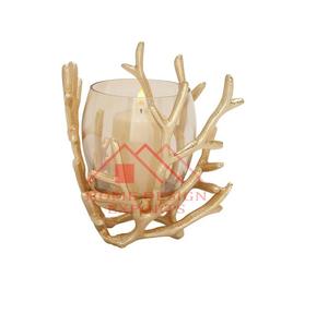 เชิงเทียนอะลูมิเนียมสีทองโบราณรูปทรงกิ่งไม้สำหรับตกแต่งงานแต่งงาน ดีไซน์ใหม่ล่าสุด ทำจากโลหะและแก้ว - Product Image 1