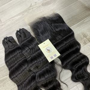 100% cheveux humains bruts vietnamiens Double dessiné faisceaux de cheveux 12A cuticule aligné Extensions de cheveux Machine trame - Product Image 3