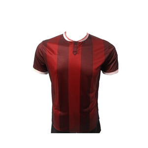 T-shirt à manches courtes rayé rouge pour homme, col rond, coupe classique, style décontracté, tissu tissé - Product Image 1