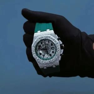 Montre de luxe en diamant et moissanite, bracelet argenté, fermoir caché, mouvement à quartz ETA analogique, unisexe, 15 mm, verre saphir, pour mariage et soirée - Product Image 5