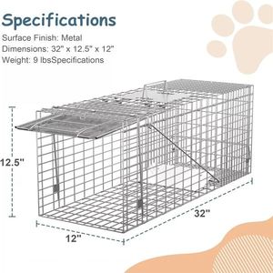 Jaula de Acero Resistente de 32 Pulgadas para Roedores con Puerta de Hierro, Trampa para Animales Vivos - Product Image 6