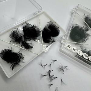 Extensions de cils de haute qualité 3D-8D en cheveux synthétiques, base pointue faite à la main, noir mat, courbure CC/DD/L/M, service OEM, logo personnalisé - Product Image 2