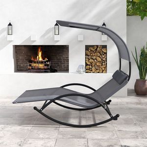 Dual Rocker Outdoor 2-Person Canopied Patio Lounger <b>Sunbed</b> with Detachable Headrests - Product Image 3