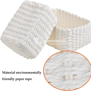 Panier de rangement en rotin naturel, ensemble de bacs gigognes tressés avec bord festonné, organisateur décoratif pour salle de bain, chambre et chambre d'enfant - Product Image 3