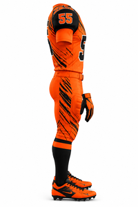Uniforme de Fútbol Americano Personalizado Naranja y Negro, Pantalones Acolchados, Guantes, Calcetines, Zapatos, Ropa Deportiva de Equipo, Fabricante Mayorista 100% - Product Image 3