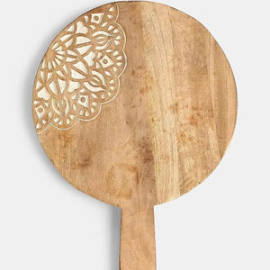 Planche à découper en bois de manguier de forme ronde, planche à découper de haute qualité, planche à servir pour le fromage, faite à la main, durable, passe au lave-vaisselle - Product Image 1