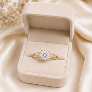 Anillo de Doble Banda con Diamantes Cultivados en Laboratorio |   Anillo Solitario de Oro Amarillo de 18K, Elegante Joya de Compromiso o Aniversario, Diamante VVS - Product Image 3