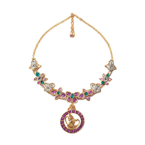 Traditional Addigai Choker Neckpiece Fashion Jewelry Set Alloy Gold Plated Oxidized Polish - Product Image 3