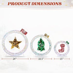 Set di 3 Decorazioni Natalizie a Forma di Lampadina Iridescente, Pre-Illuminate con 295 LED Bianchi per Decorazioni Festive Natalizie - Product Image 2