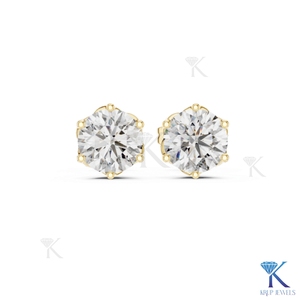 Lab Grown Diamond Solitaire Stud <b>Earrings</b> 6 Prong Crown Tulip Setting 14K/18K <b>Solid</b> Gold Women's Jewelry Wedding Party - Product Image 4
