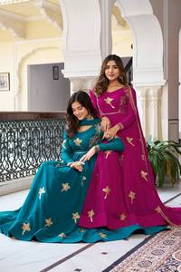 Robe de soirée élégante avec sequins et dupatta, ensemble de robe de soirée avec broderie au fil, magnifique travail artisanal, vêtements ethniques. - Product Image 6