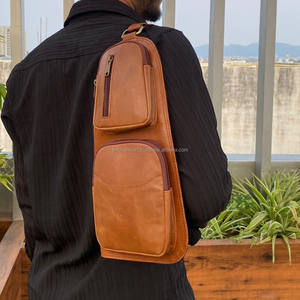 Date hommes affaires pleine Grain en cuir véritable sac de poitrine Vintage cuir de vachette cyclisme sport sac à bandoulière décontracté sac à bandoulière - Product Image 2