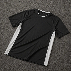 Men's Athletic Team Wear Black and White Blank Soccer Jersey Moisture Wicking Fitness Training T-Shirt - Product Image 1