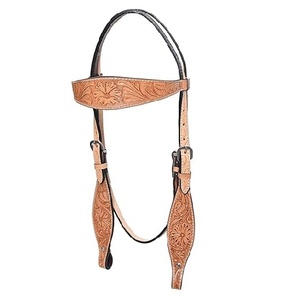 En gros, têtière en cuir pour cheval, modèle Western, pour chevaux de taille Full Cob et Shetland, avec ferrures argentées, logo personnalisé, meilleur prix, à 8 dollars. - Product Image 1