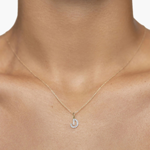 18K <b>Solid</b> <b>Gold</b> Diamond Letter J <b>Pendant</b> Luxury Unisex Necklace Charm - Product Image 2