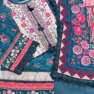 BAAD E <span class=keywords><strong>SABA</strong></span> PARISA PARISA LAWN VOL-01, Camicia in lawn stampata digitalmente con pizzi e decorazioni, 3 pezzi cuciti, Collezione 2026 - Product Image 1