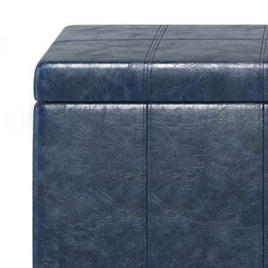 Banco Otomano de Almacenamiento en Mezclilla Azul Dover, Elegante Taburete y Otomano - Product Image 2